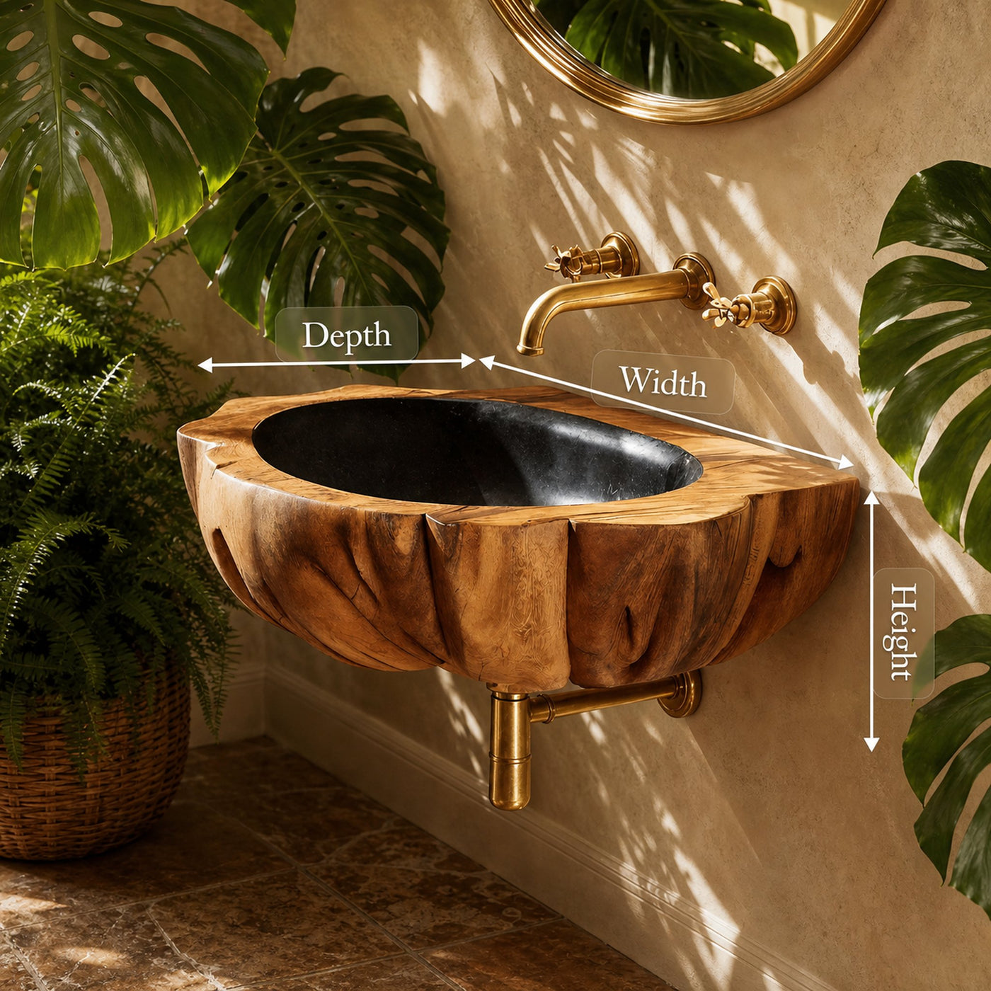 Handcrafted Solid Wood Vanity Sink For Luxury Bathroom Furniture Decor - product view 8