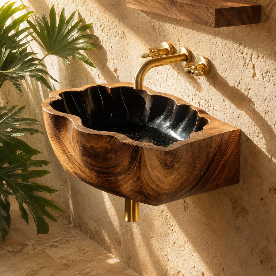 Handcrafted Solid Wood Vanity Sink For Modern Bathroom Decor