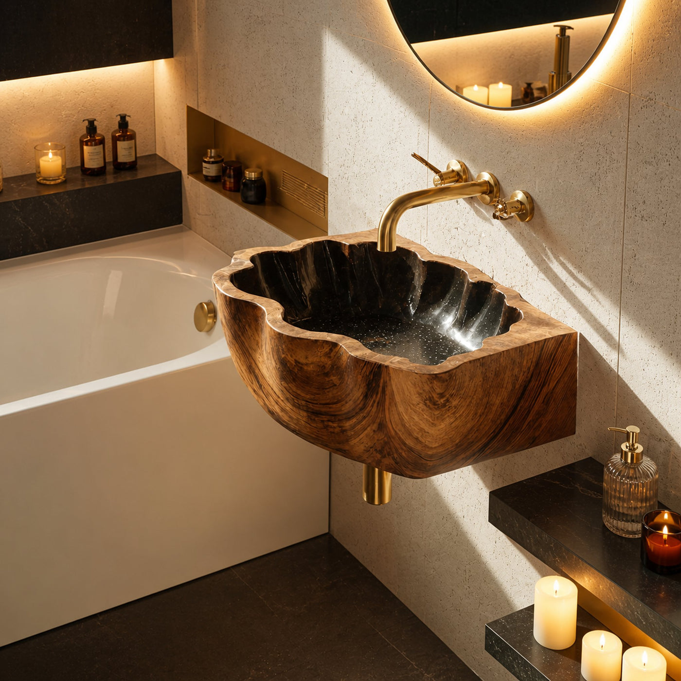 Handcrafted Solid Wood Vanity Sink For Modern Bathroom Decor - product view 6
