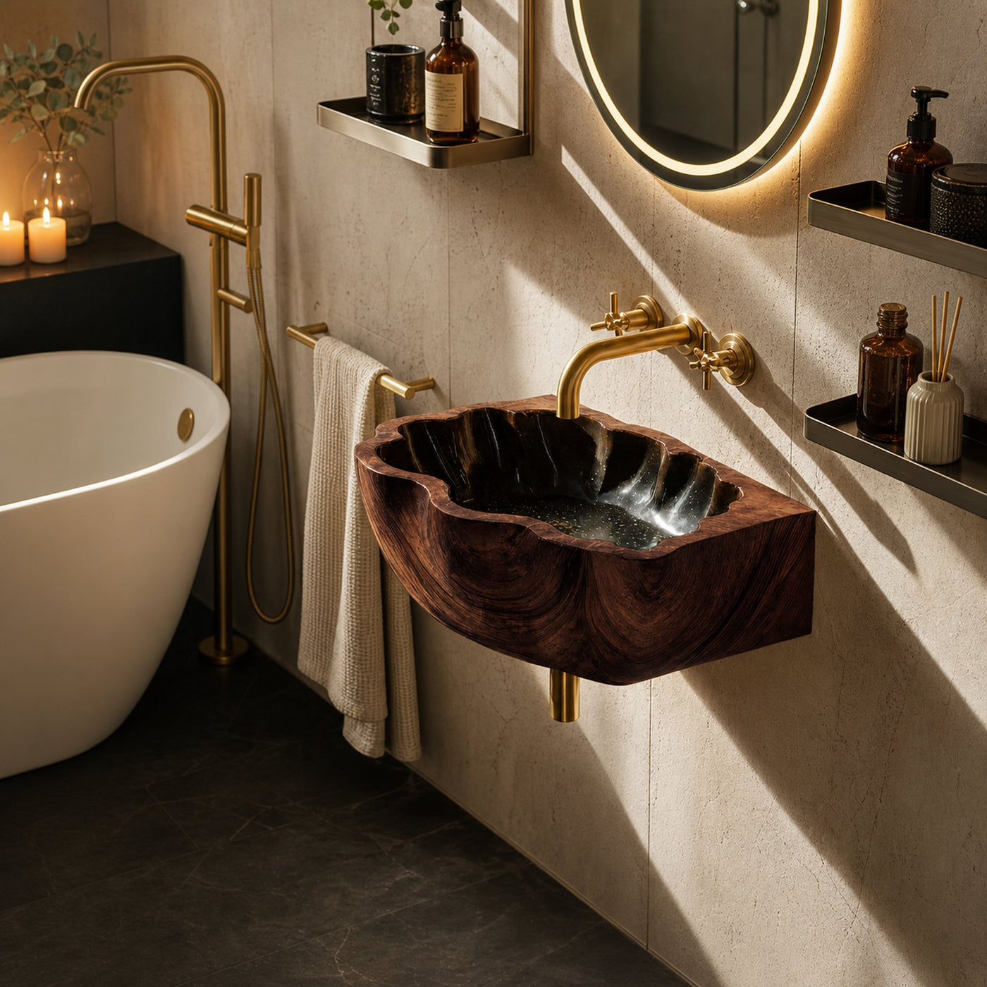 Handcrafted Solid Wood Vanity Sink For Modern Bathroom Decor - product view 7