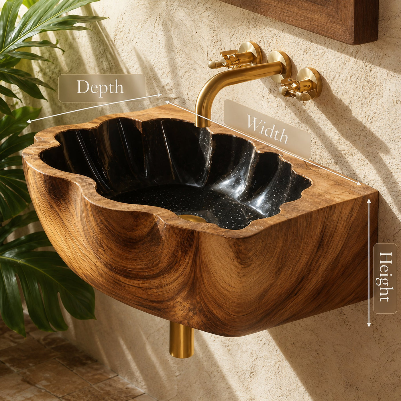 Handcrafted Solid Wood Vanity Sink For Modern Bathroom Decor - product view 8