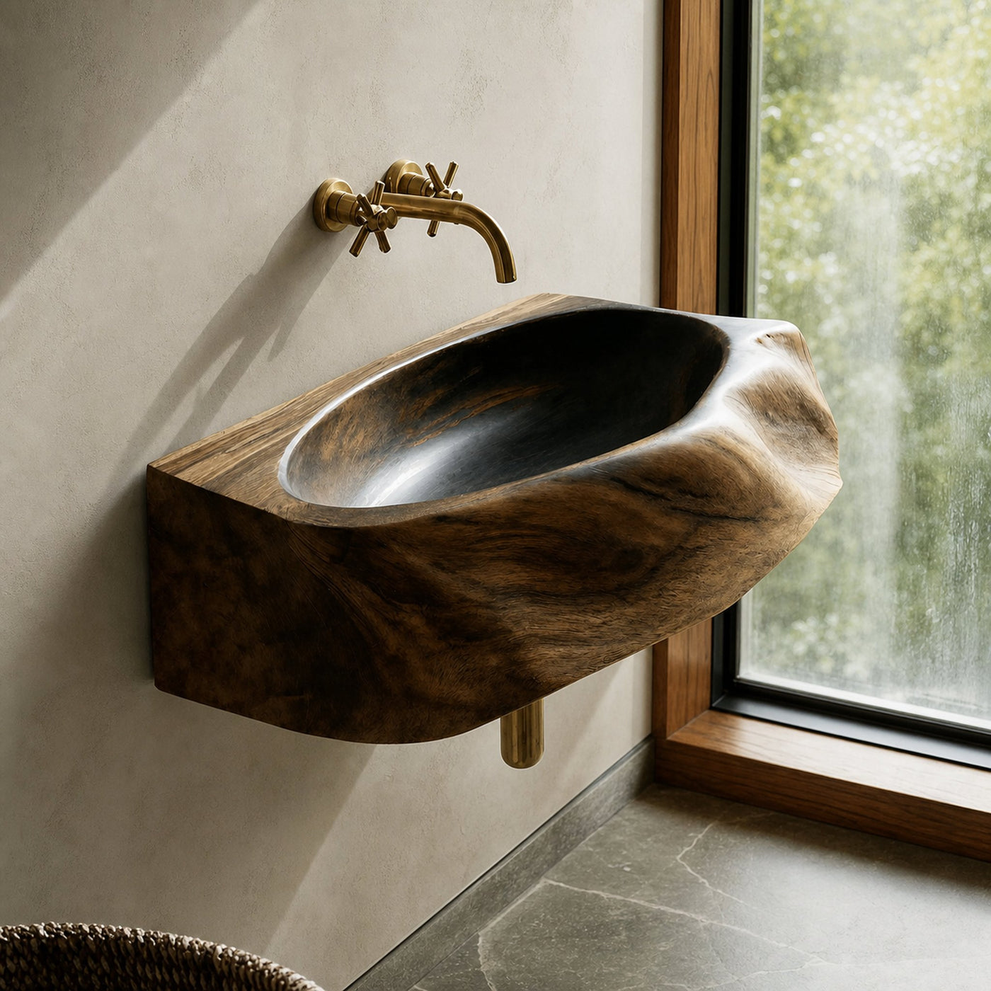 Handcrafted Solid Wood Vanity Sink For Natural Bathroom Style Decor