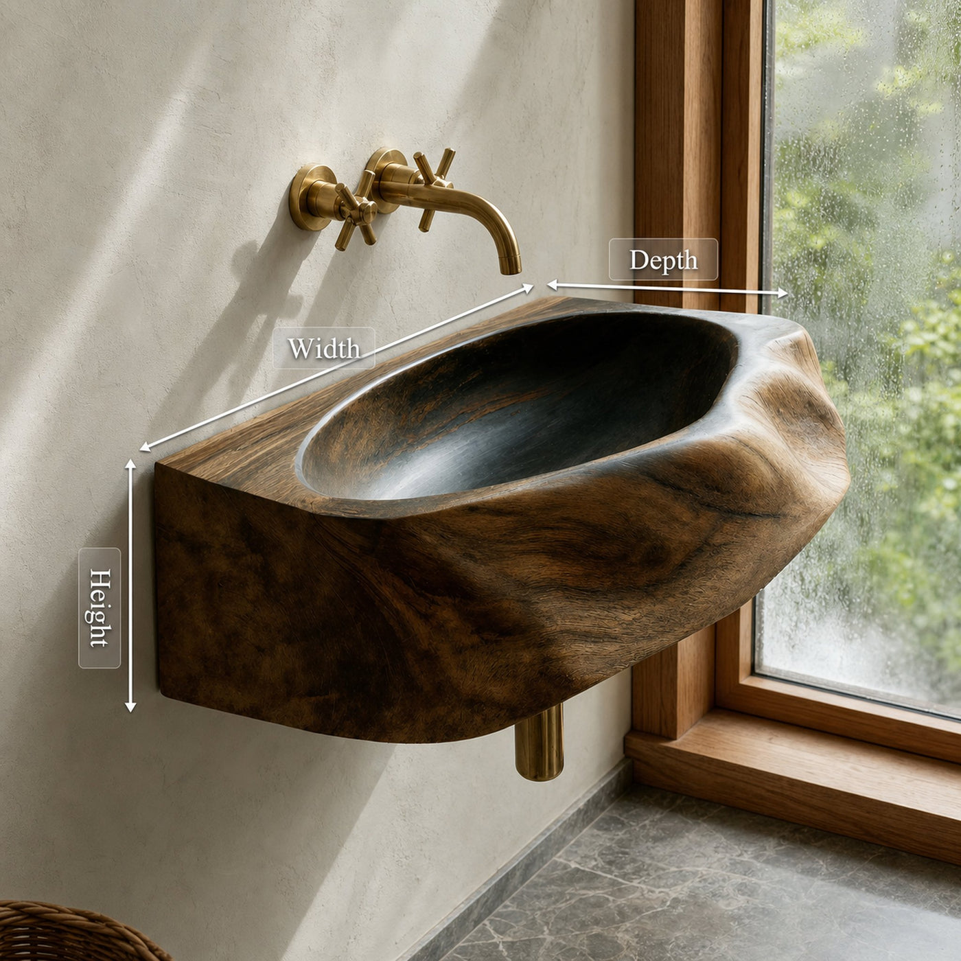 Handcrafted Solid Wood Vanity Sink For Natural Bathroom Style Decor - product view 8