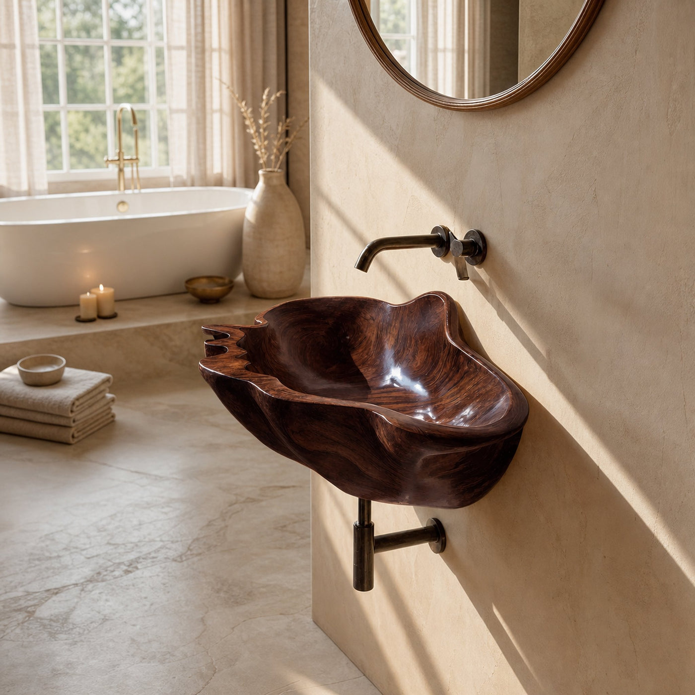 Handcrafted Solid Wood Wash Basin For Designer Furniture Decor Spaces - product view 7