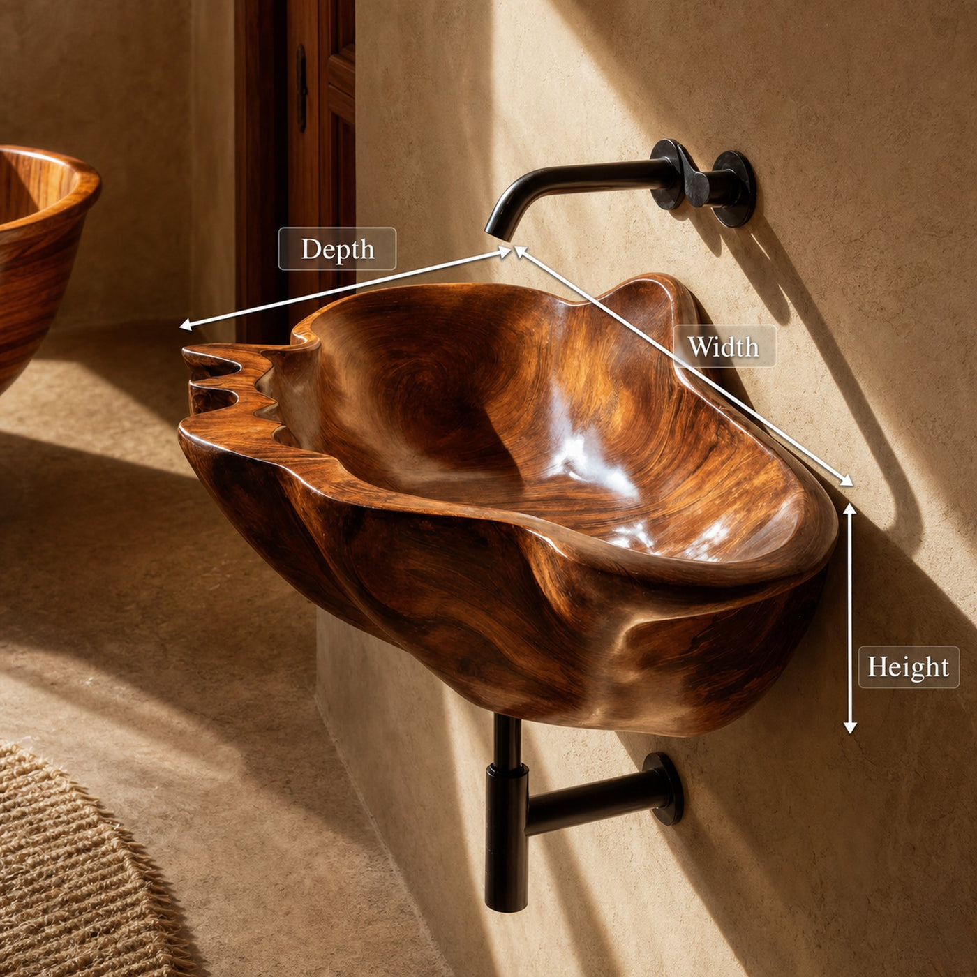 Handcrafted Solid Wood Wash Basin For Designer Furniture Decor Spaces - product view 8