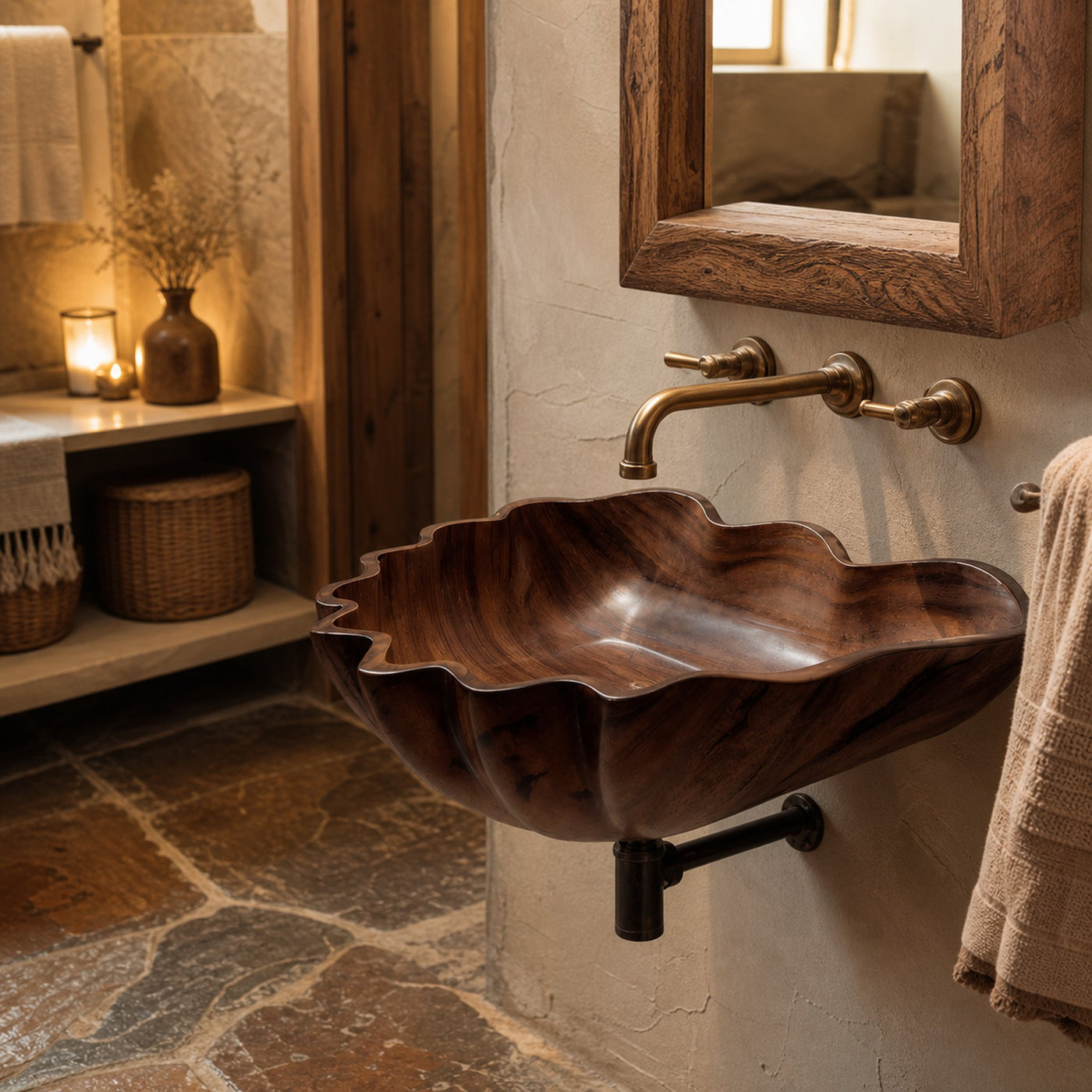 Handcrafted Solid Wood Wash Basin For Luxury Bathroom Furniture Decor - product view 7