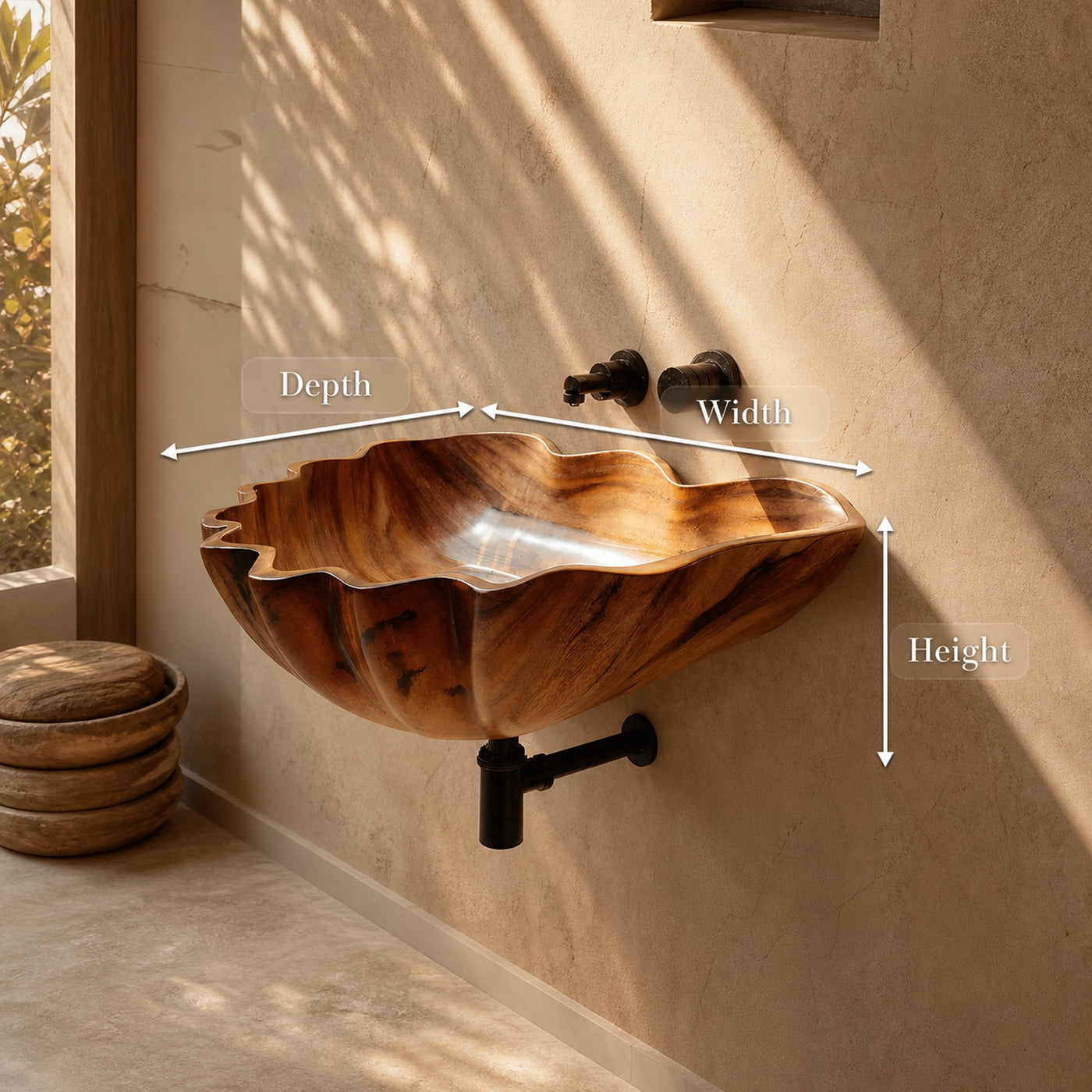 Handcrafted Solid Wood Wash Basin For Luxury Bathroom Furniture Decor - product view 8