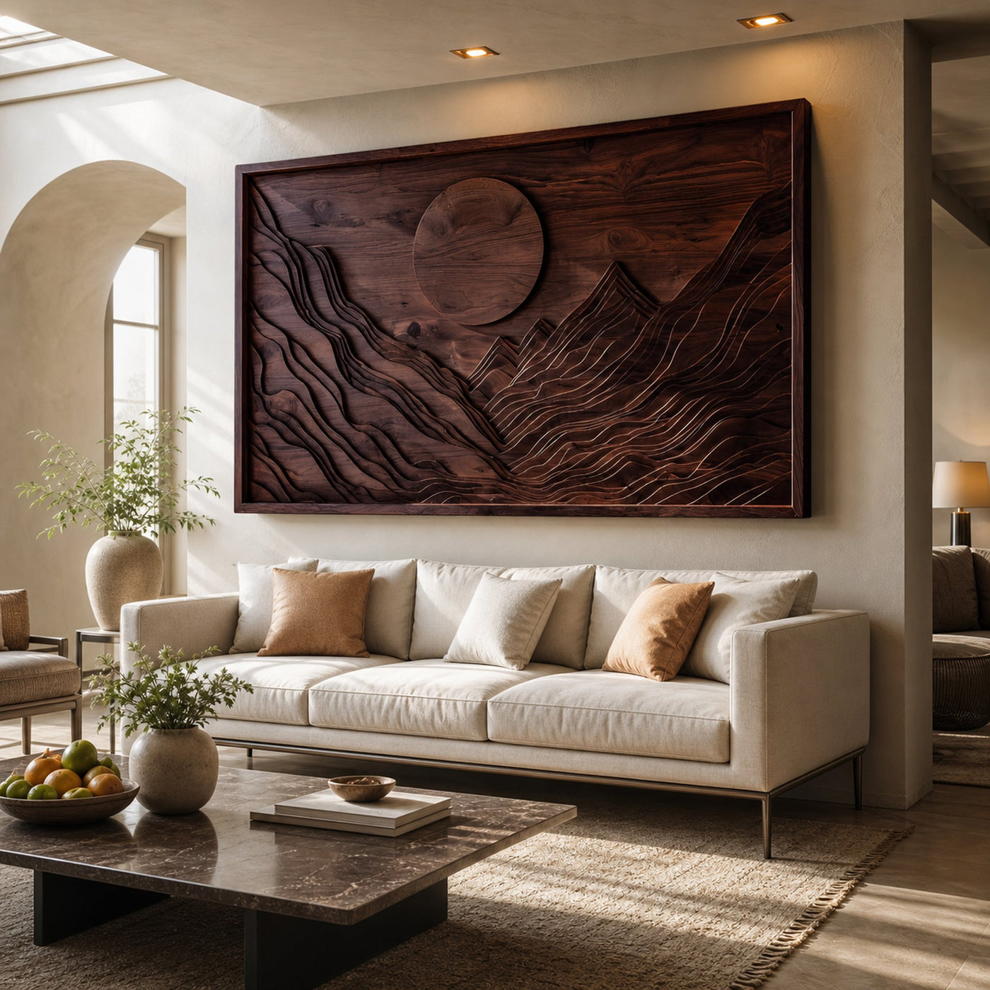 Handcrafted Wall Art Mountain Sun Landscape For Living Room - product view 7