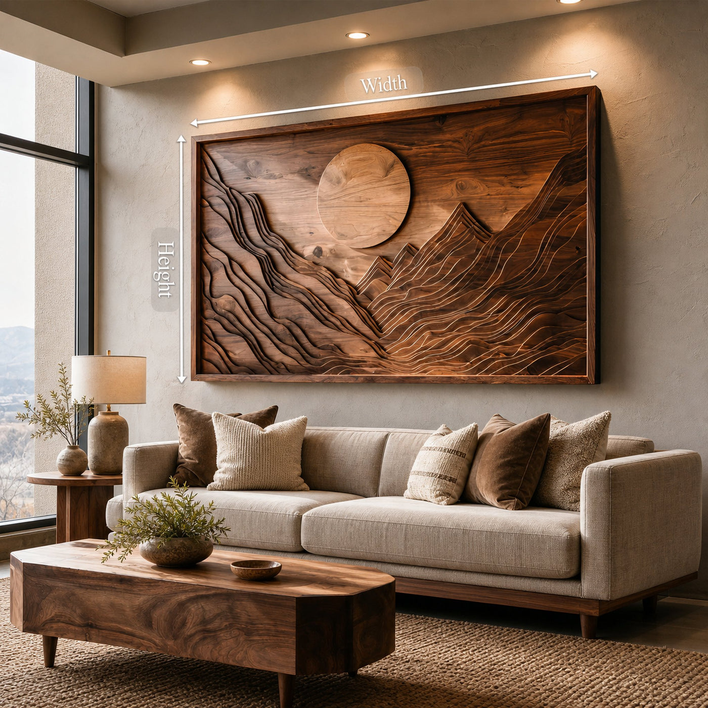 Handcrafted Wall Art Mountain Sun Landscape For Living Room - product view 8