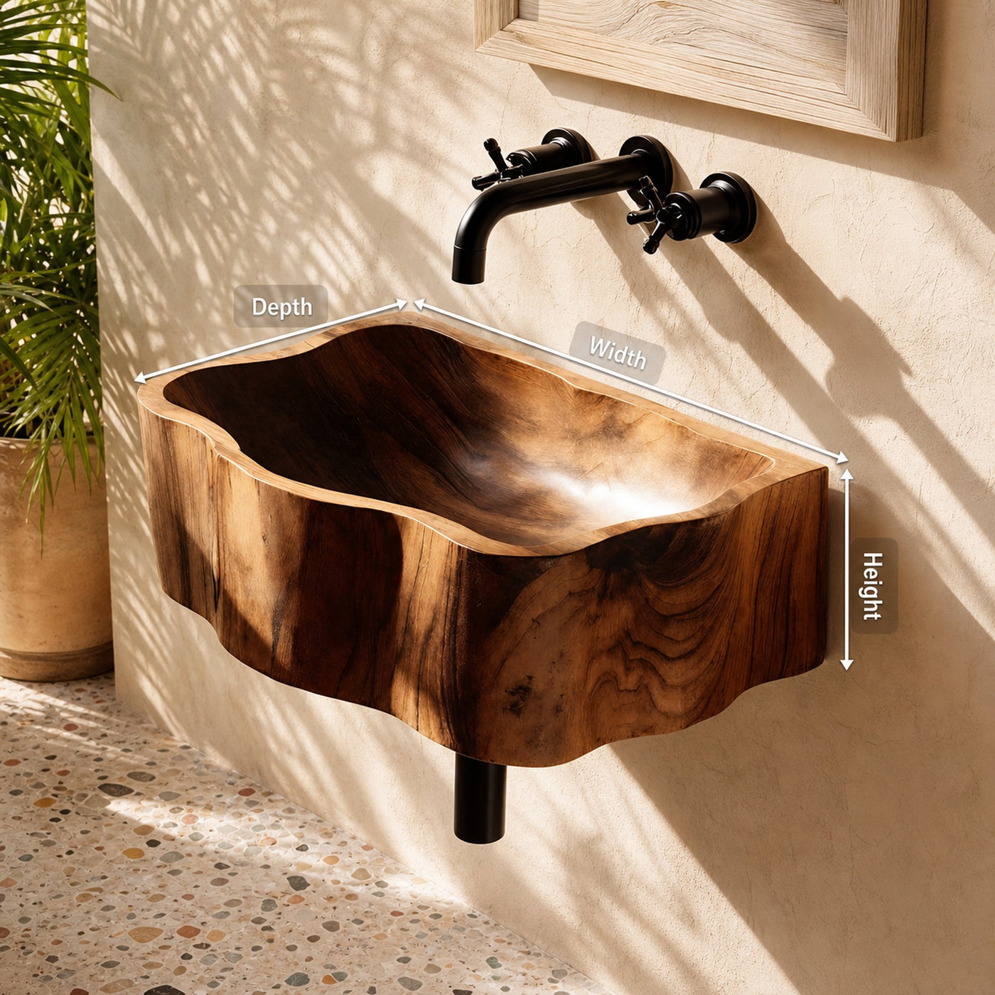 Handcrafted Wall Mounted Wooden Bathroom Sink For Artisan Bathroom Decor - product view 8