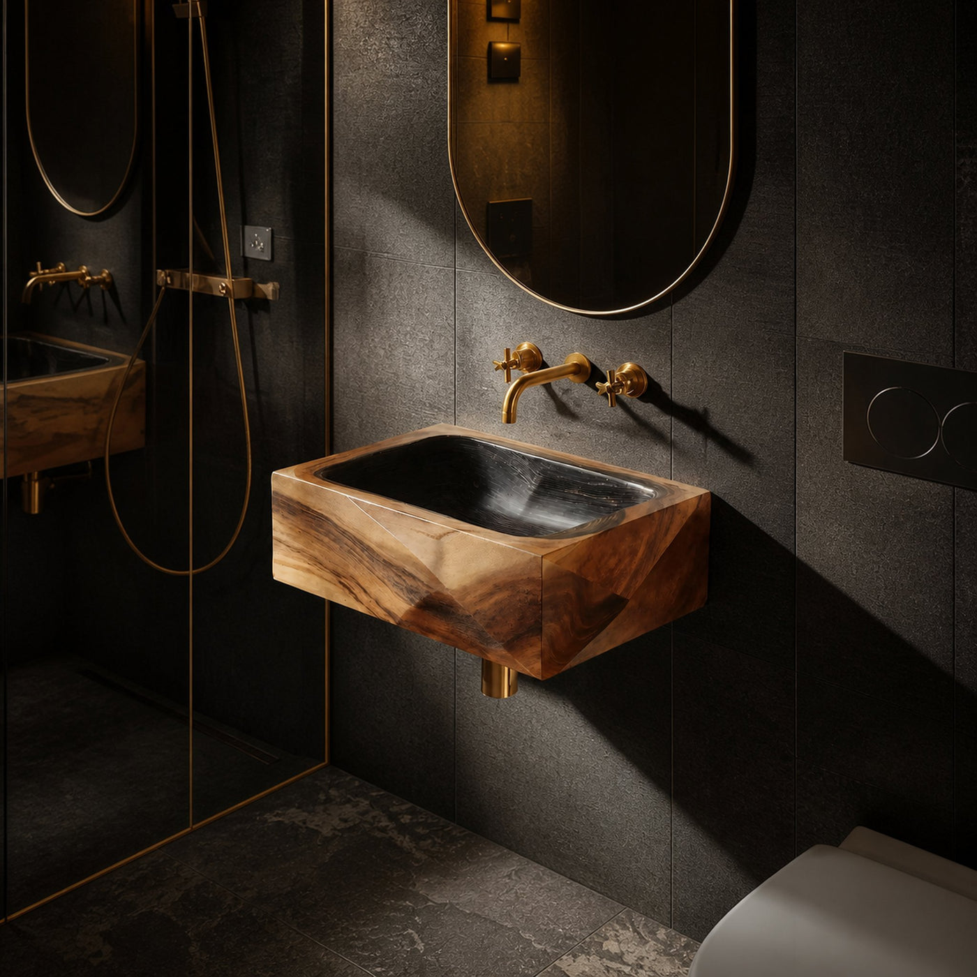 Handcrafted Wall Mounted Wooden Bathroom Sink For Bathroom Decor - product view 6