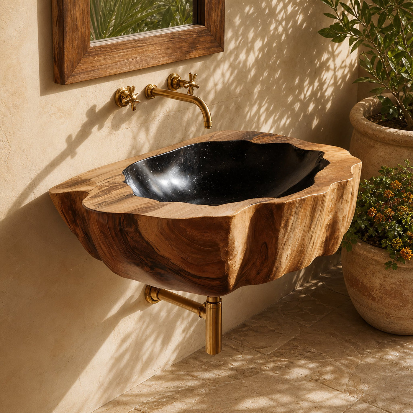 Handcrafted Wall Mounted Wooden Bathroom Sink For Custom Bathroom Decor