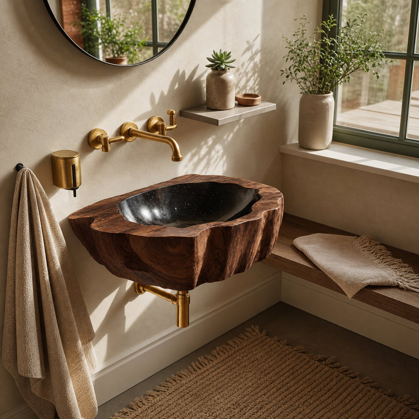Handcrafted Wall Mounted Wooden Bathroom Sink For Custom Bathroom Decor - product view 7