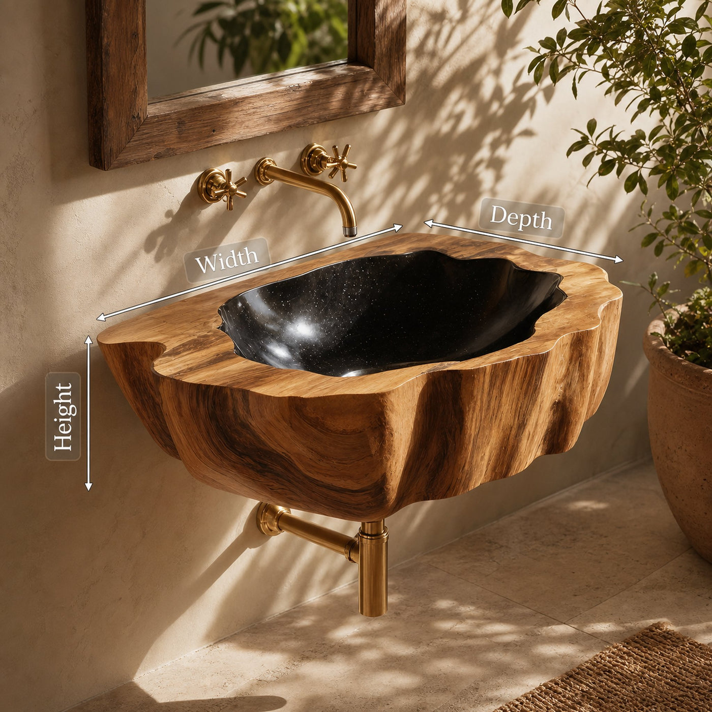 Handcrafted Wall Mounted Wooden Bathroom Sink For Custom Bathroom Decor - product view 8