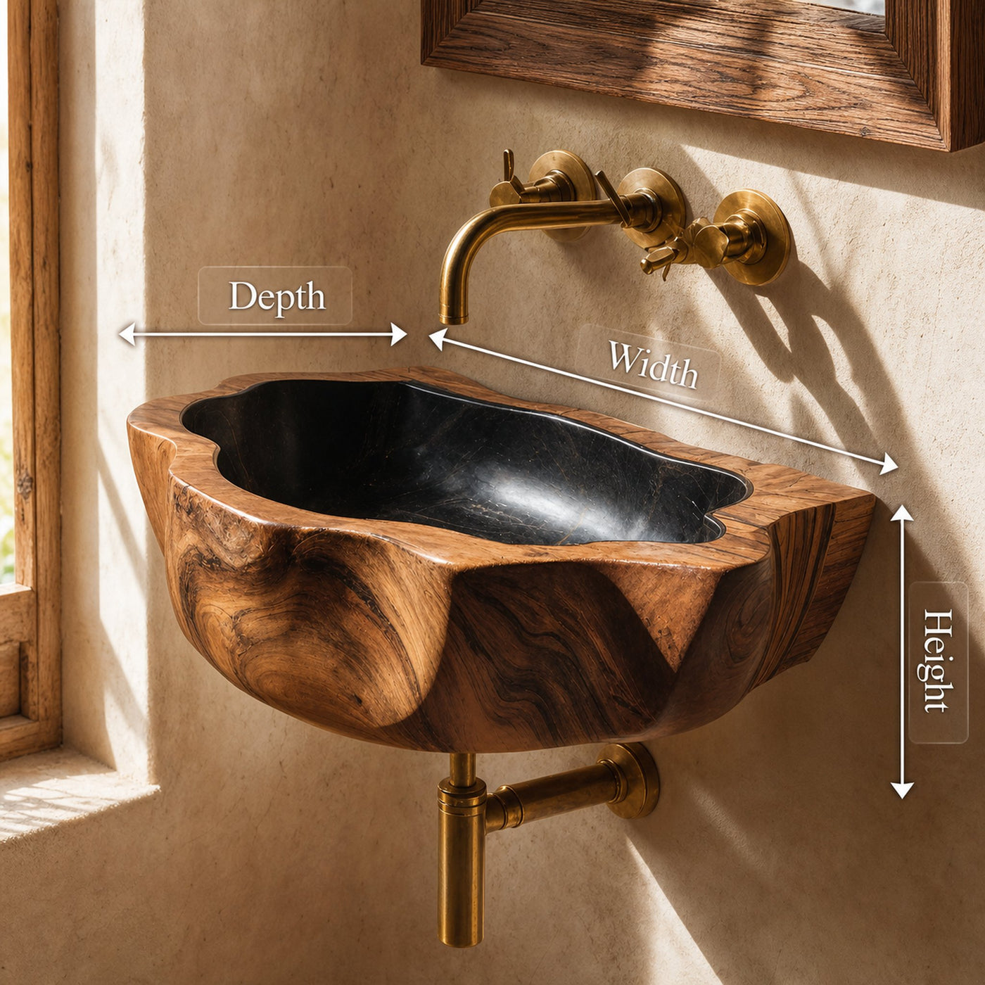 Handcrafted Wall Mounted Wooden Bathroom Sink For Natural Bathroom Decor - product view 8