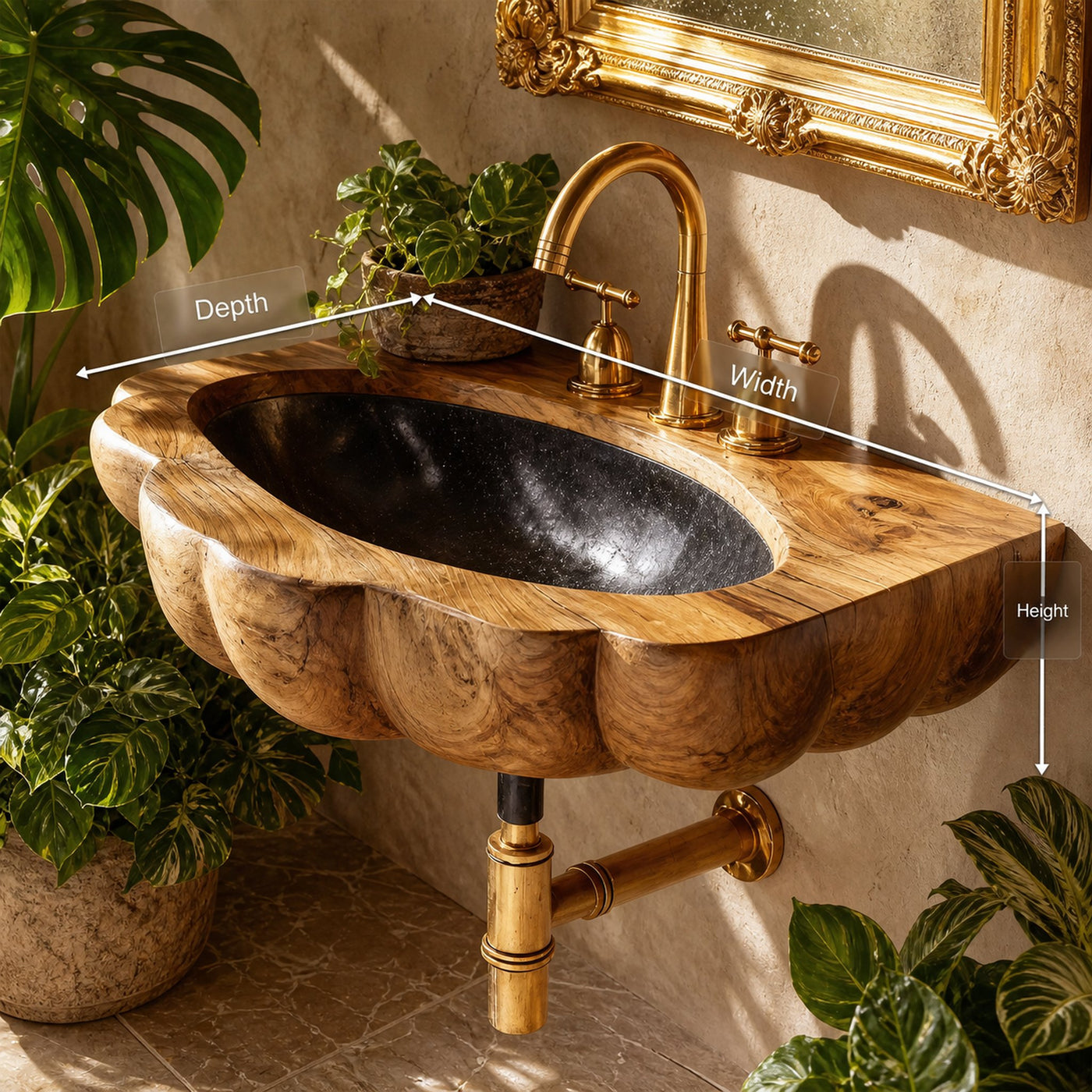 Handcrafted Wall Mounted Wooden Bathroom Sink For Premium Bathroom Design - product view 8