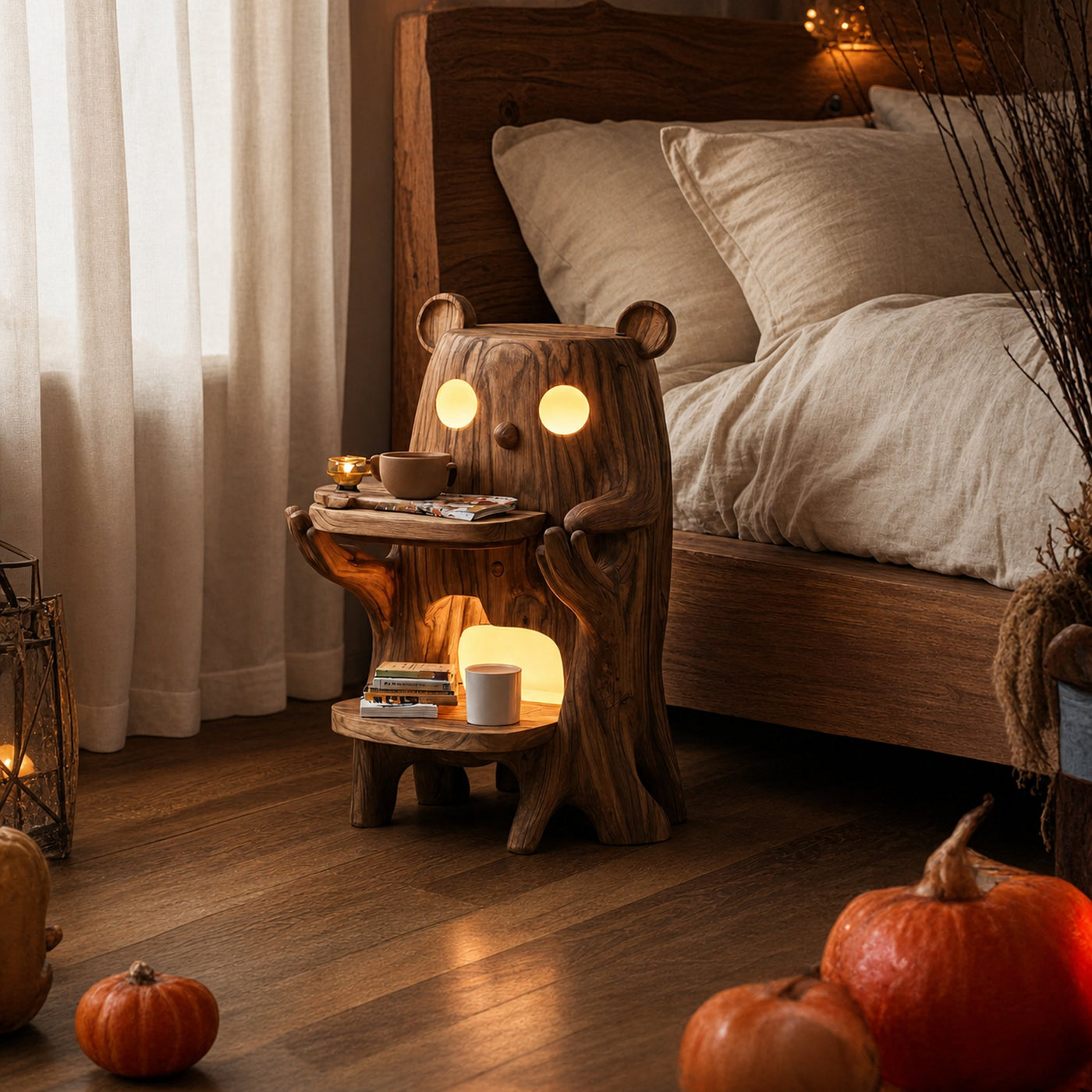 Handcrafted Wood Side Table For Bedroom Functionality