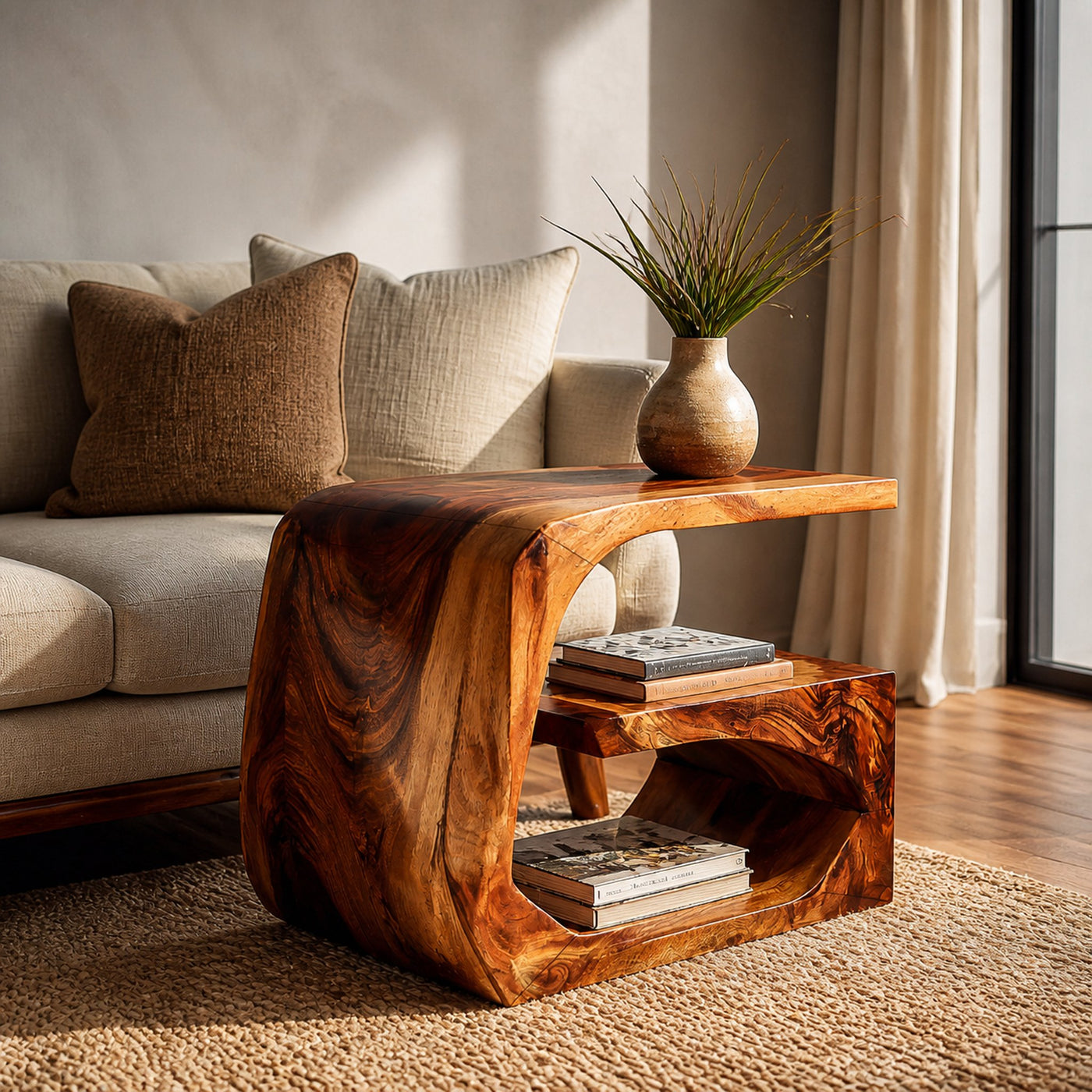 Handcrafted Wood Side Table For Home Accent Furniture