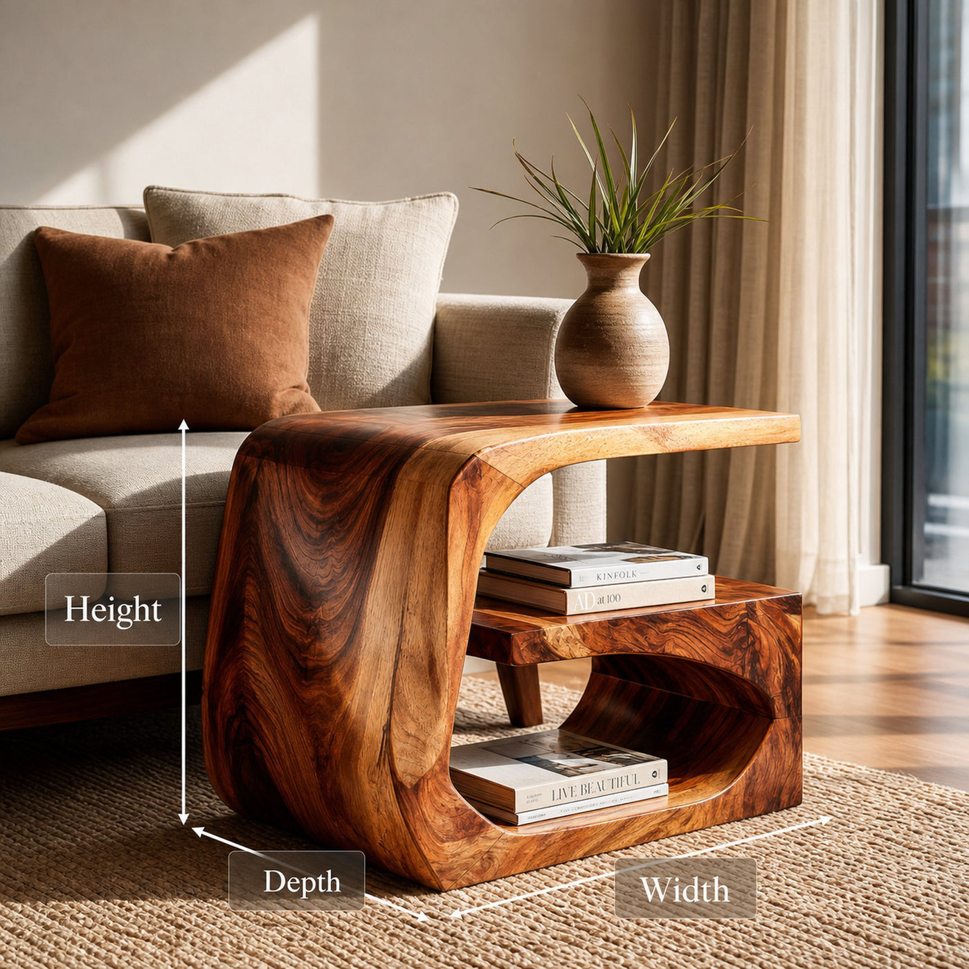 Handcrafted Wood Side Table For Home Accent Furniture - product view 7