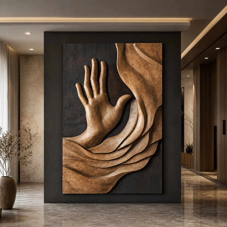 Handcrafted Wood Wall Sculpture For Entryway Aesthetic