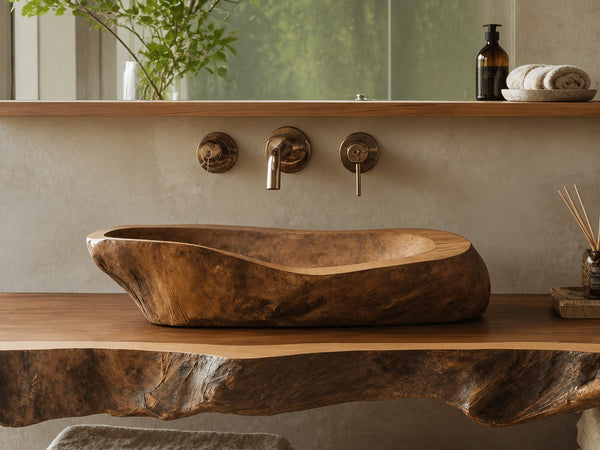 Handcrafted Wood Wash Basin For Elegant Bathroom Design