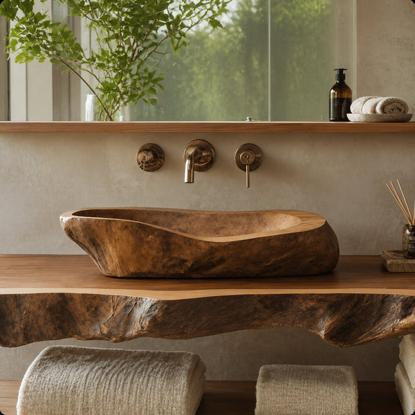 Handcrafted Wood Wash Basin For Elegant Bathroom Design