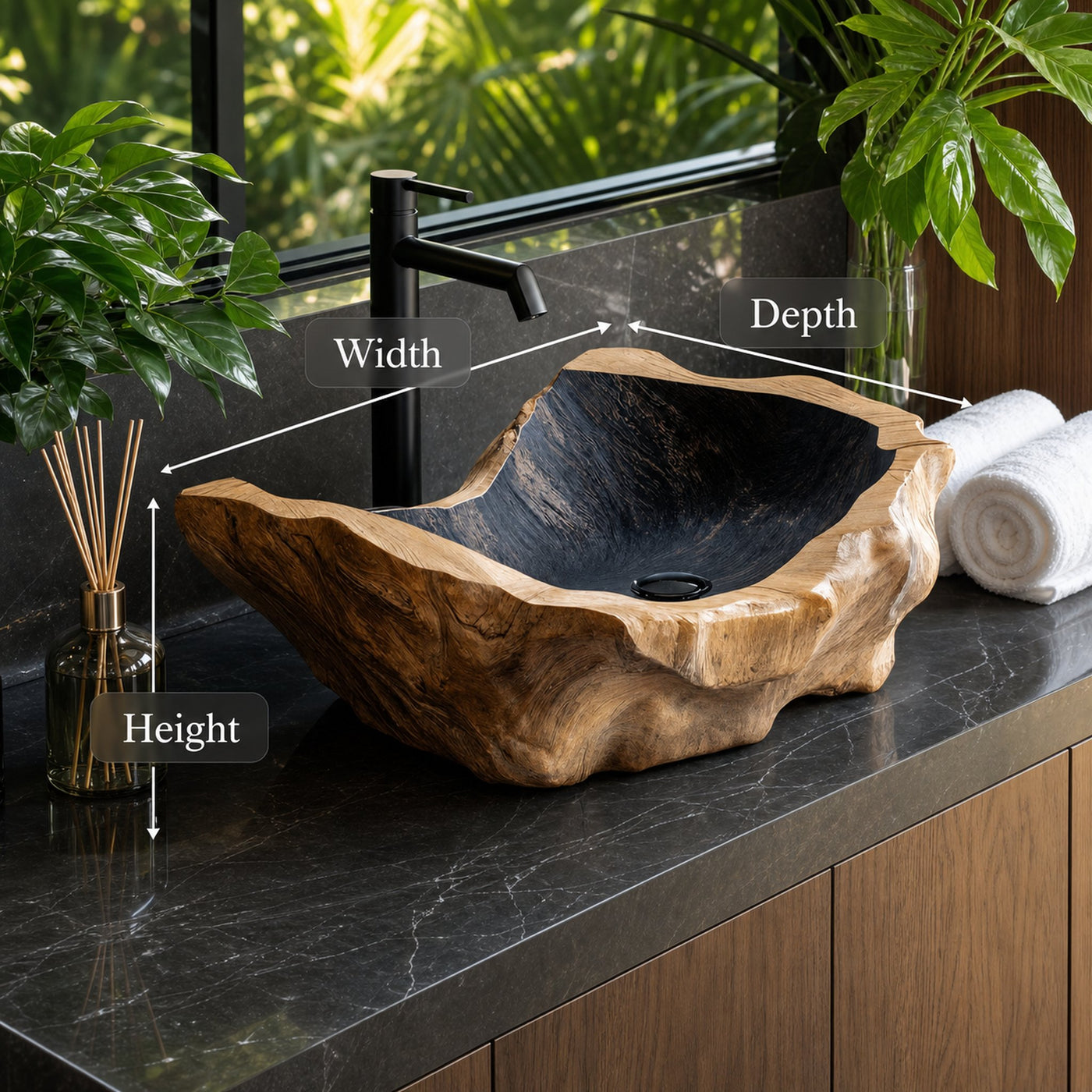 Handcrafted Wood Wash Basin For Unique Bathroom - product view 6
