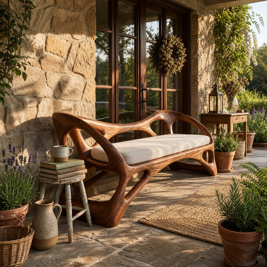 Handcrafted Wooden Bench Boutique Hotel
