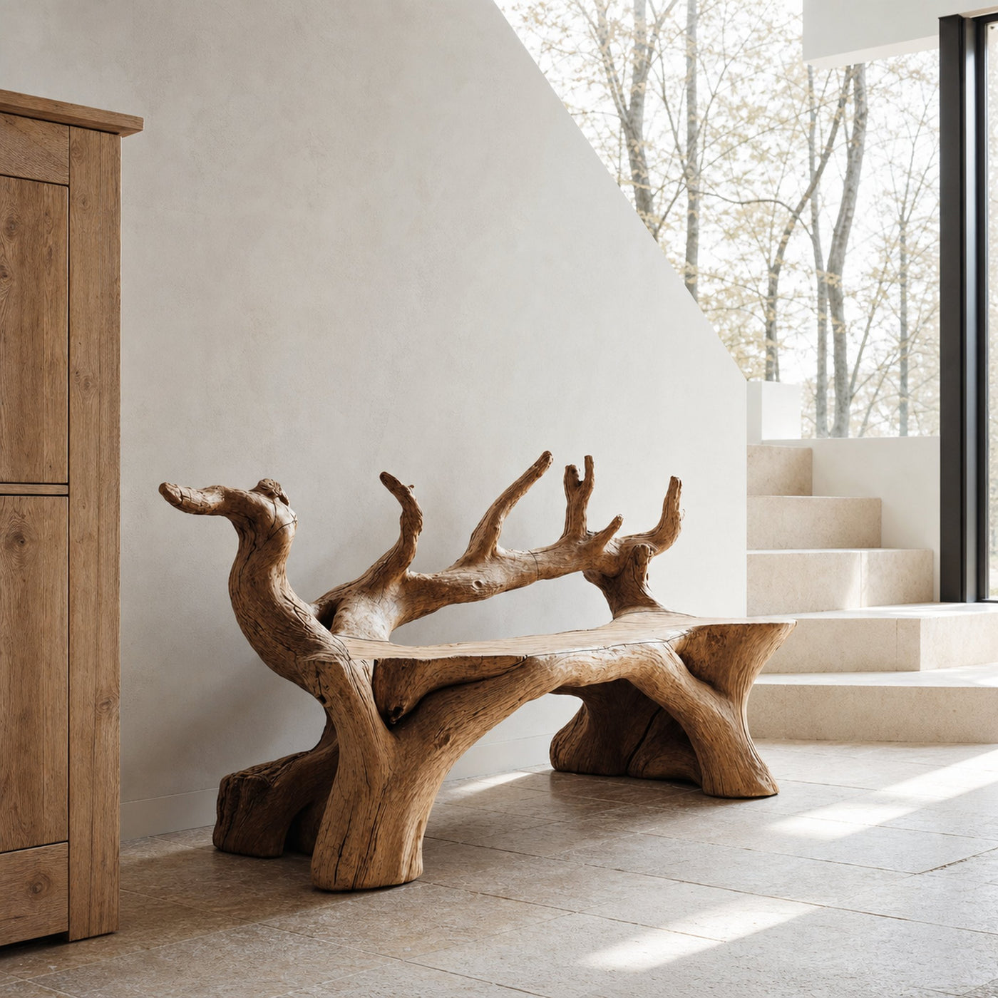 Handcrafted Wooden Bench For Custom Made Living Room Furniture