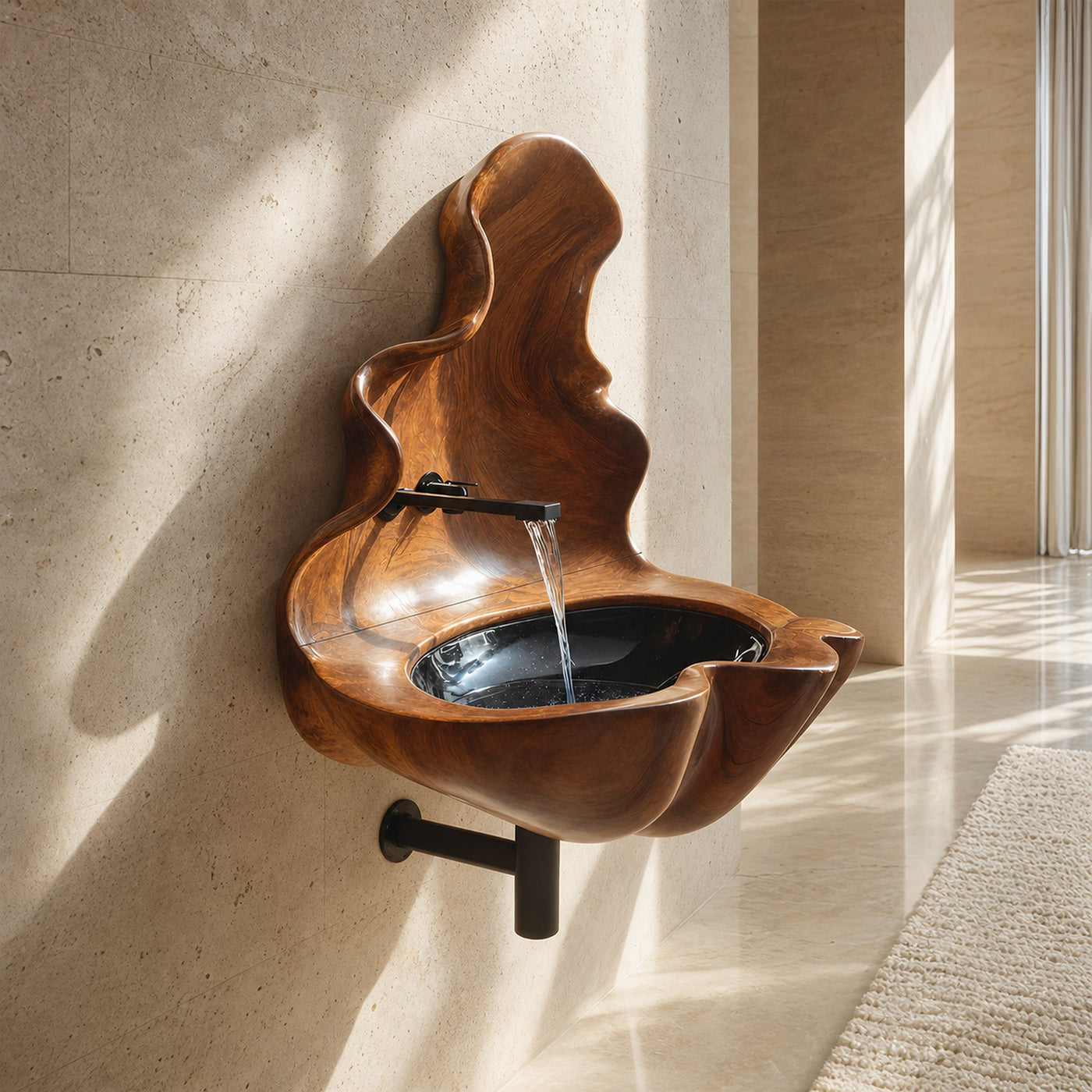 Handcrafted Wooden Live Edge Wood Basin For Artistic Furniture Decor