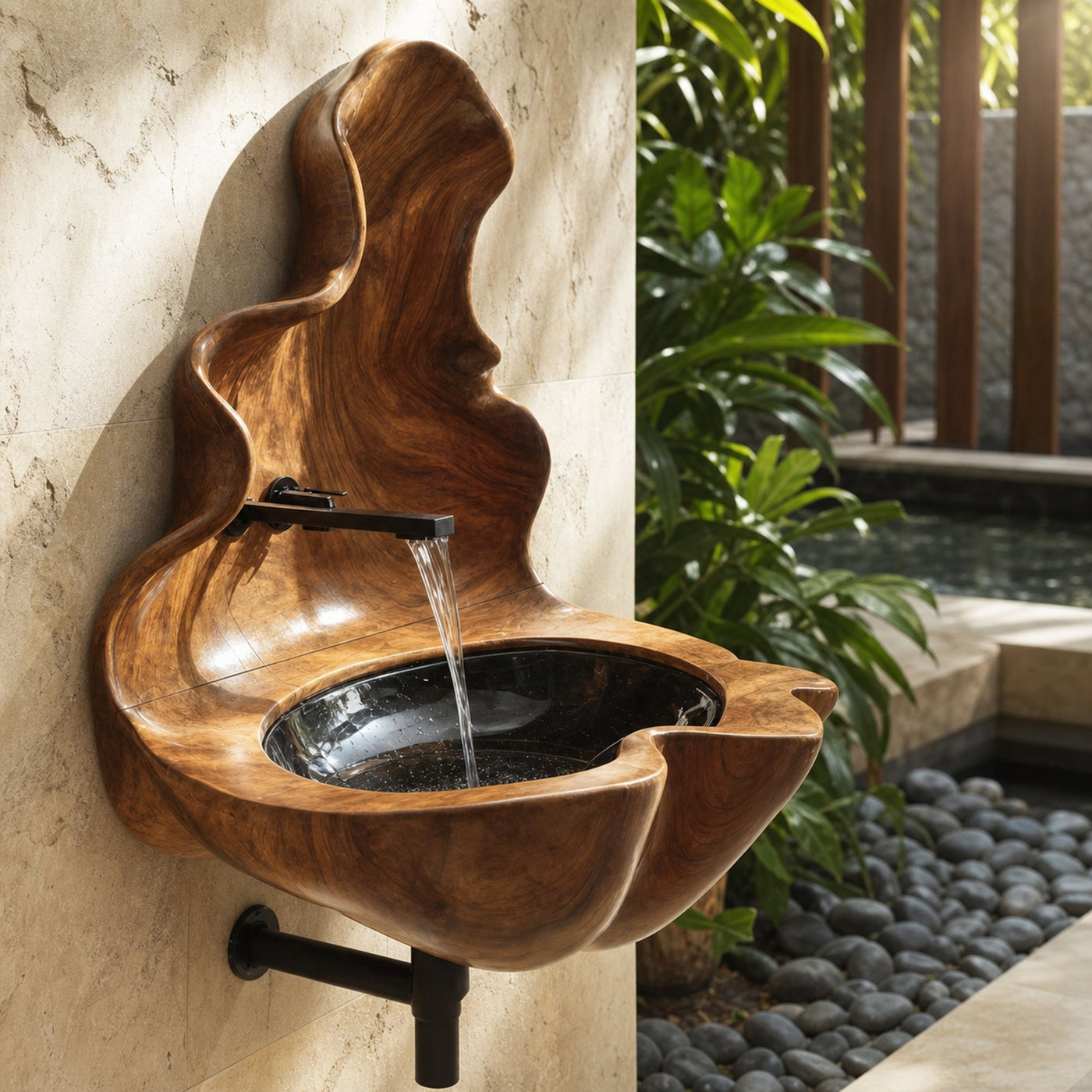 Handcrafted Wooden Live Edge Wood Basin For Artistic Furniture Decor - product view 6