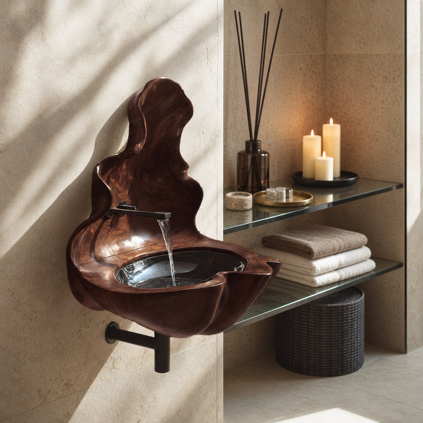 Handcrafted Wooden Live Edge Wood Basin For Artistic Furniture Decor - product view 7