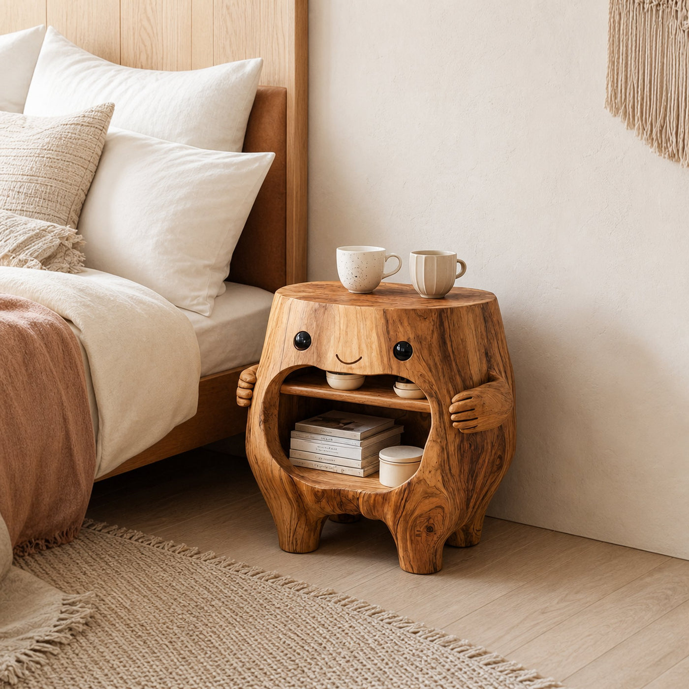 Handcrafted Wooden Nightstand For Bedroom Organization