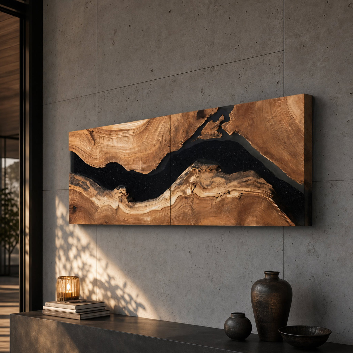 Handcrafted Wooden Rectangular Wall Art For Living Room Decor