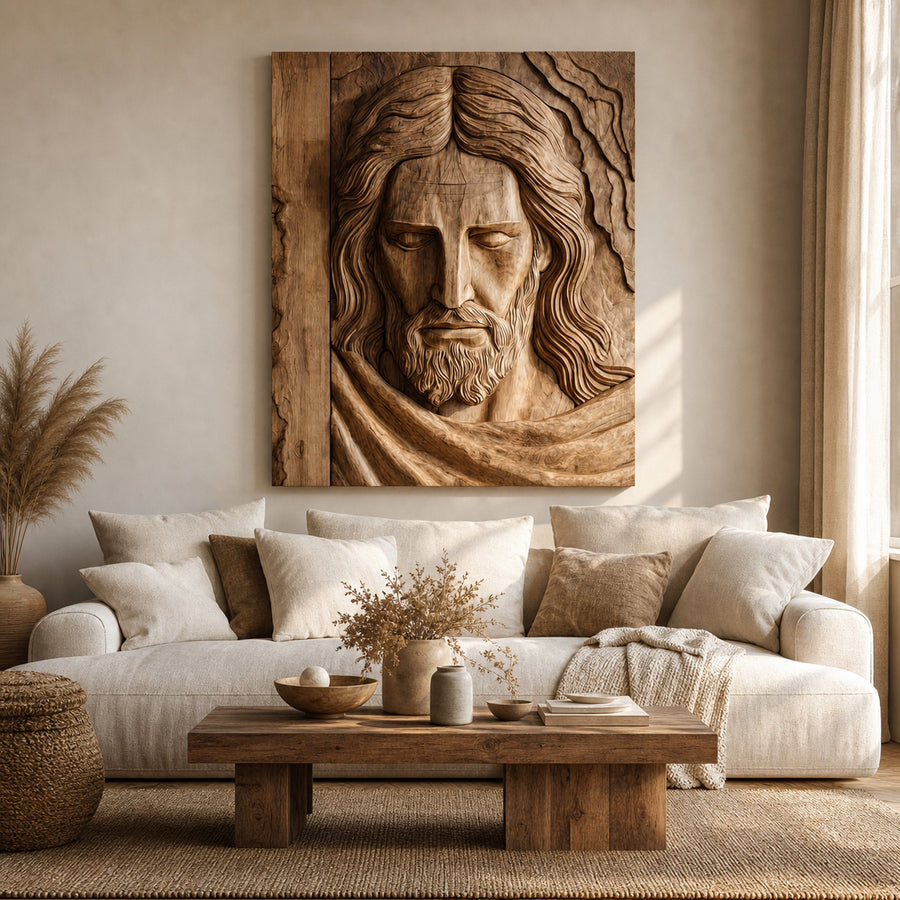 Handcrafted Wooden Religious Relief Wall Art For Living Room