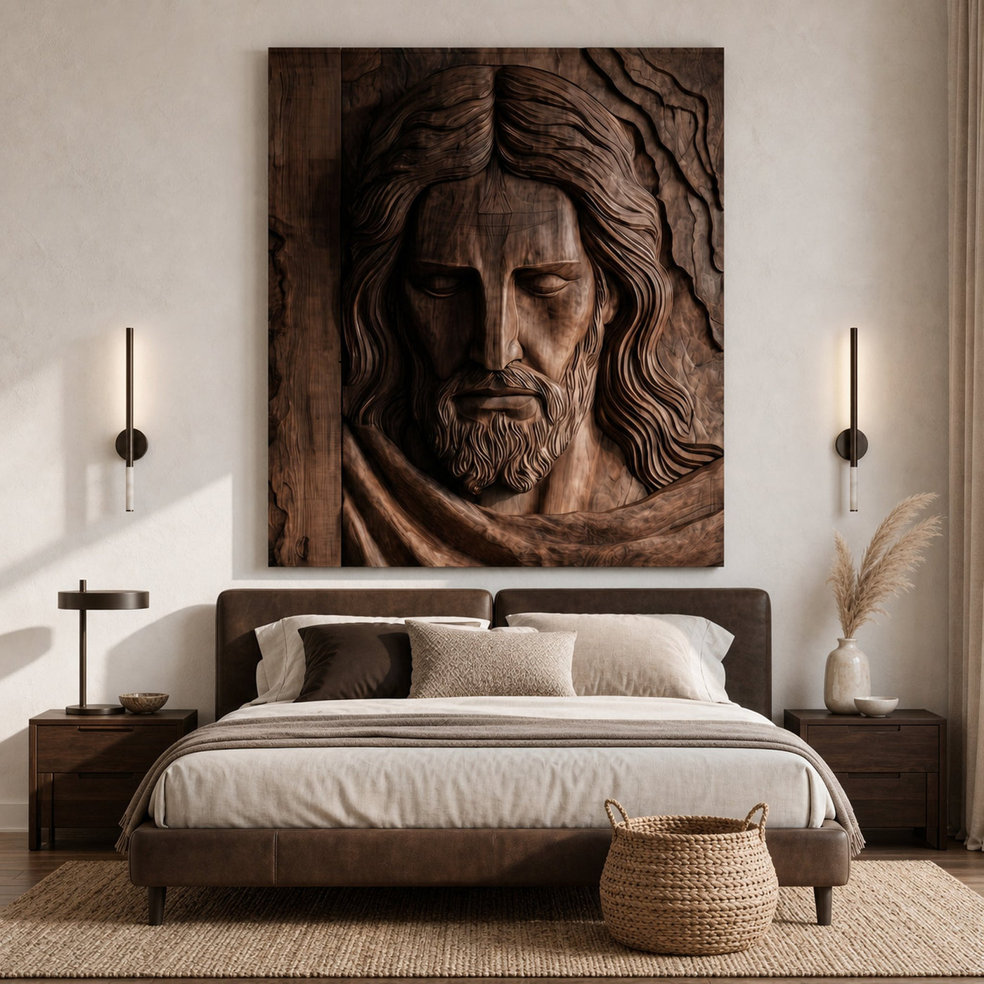 Handcrafted Wooden Religious Relief Wall Art For Living Room - product view 7