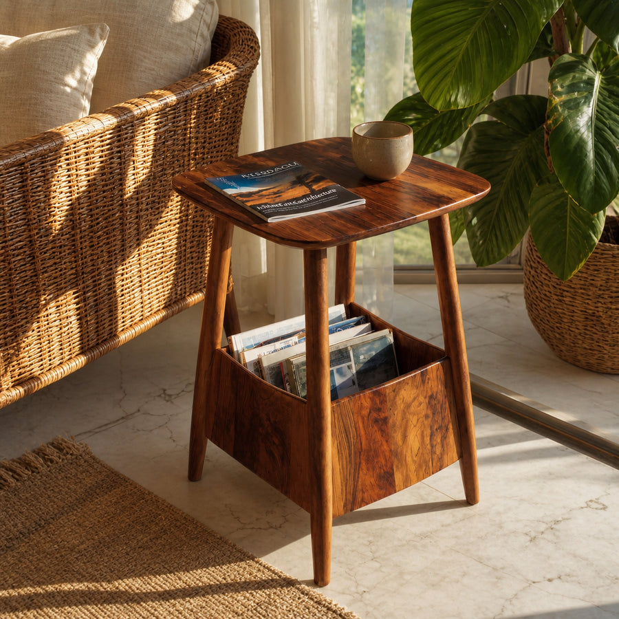 Handcrafted Wooden Side Table For Living Room And Furniture Decor