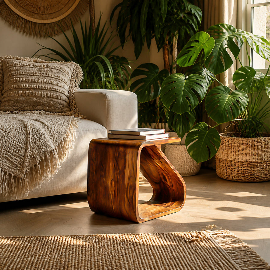 Handcrafted Wooden Side Table For Living Room Decor