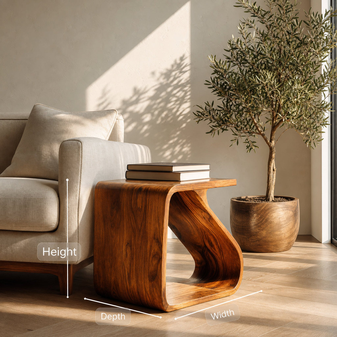 Handcrafted Wooden Side Table For Living Room Decor - product view 7