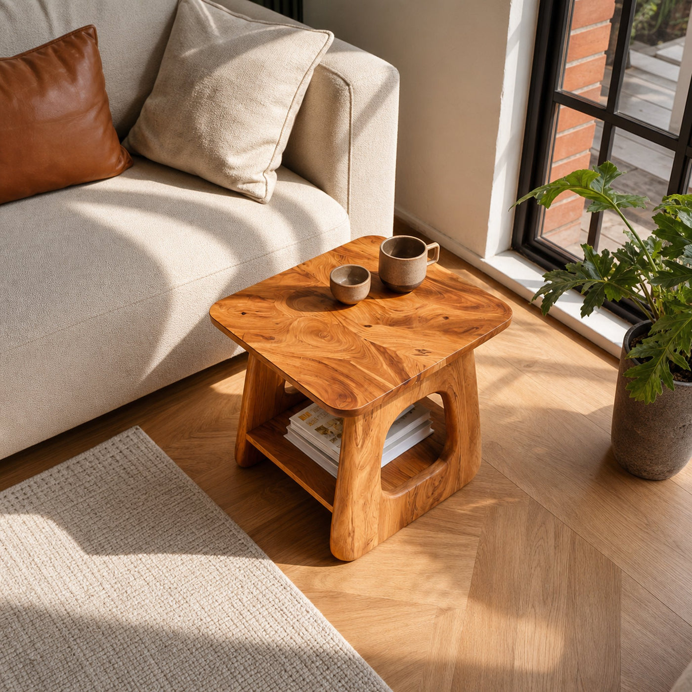 Handcrafted Wooden Side Table For Modern Living Room - product view 6