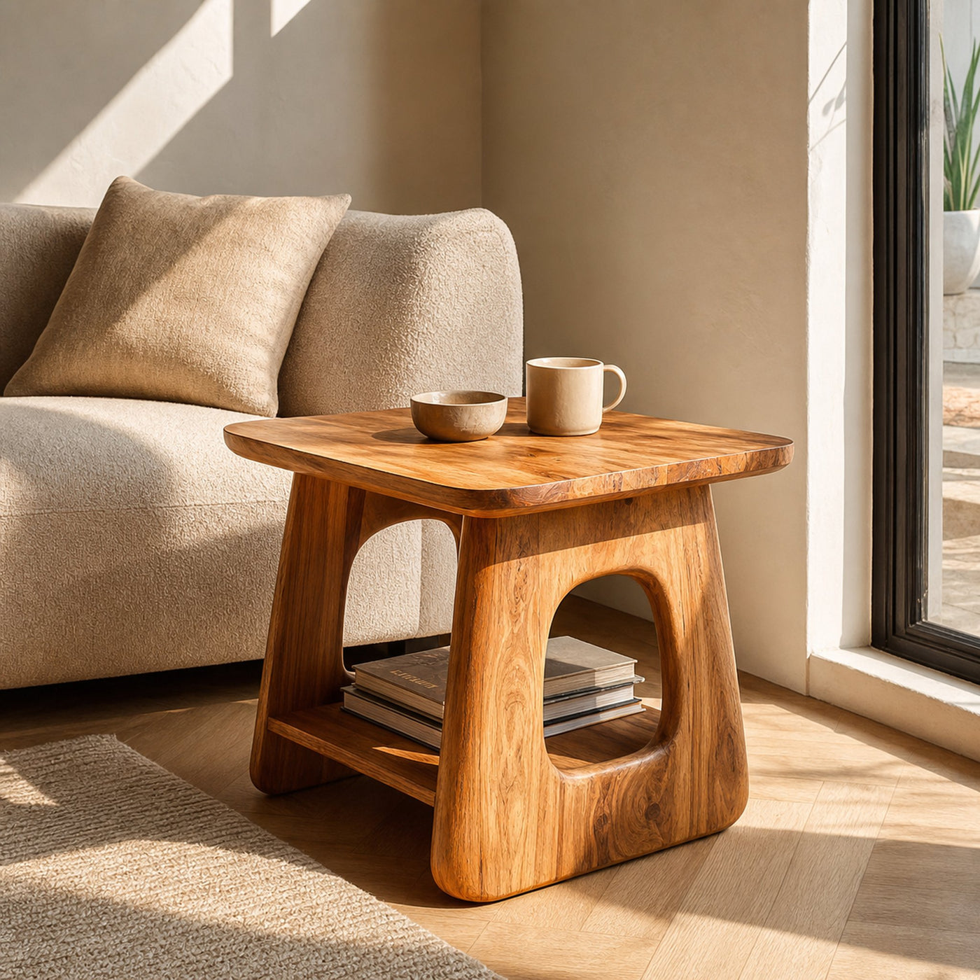 Handcrafted Wooden Side Table For Modern Living Room - product view 7