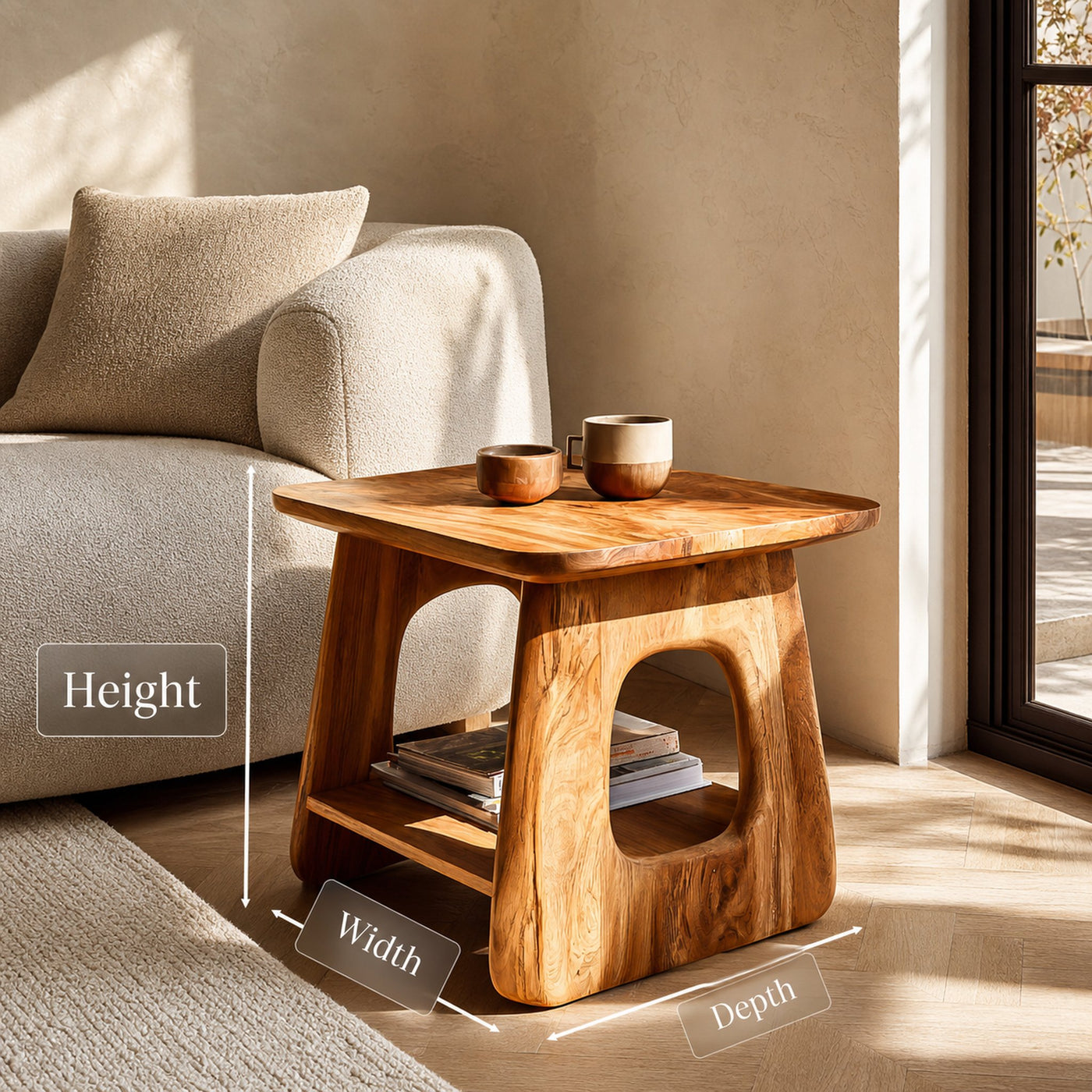 Handcrafted Wooden Side Table For Modern Living Room - product view 8