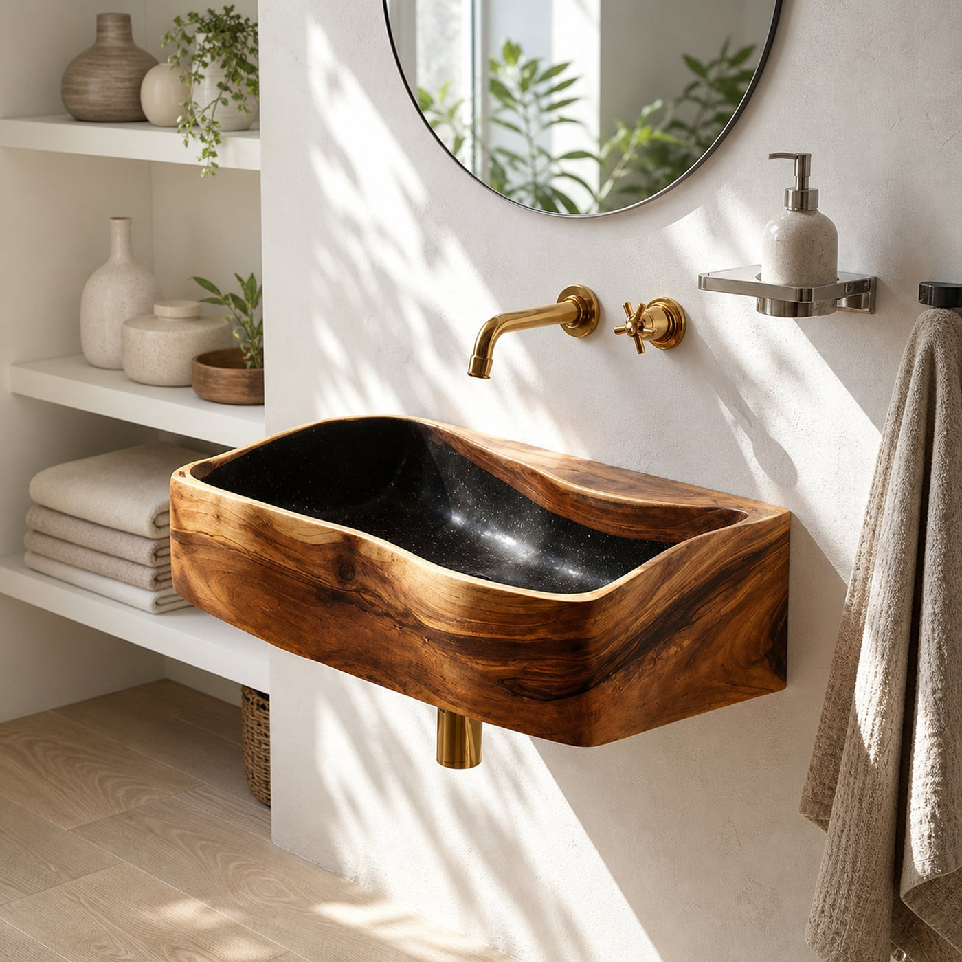 Handcrafted Wooden Vanity Sink For Bathroom Furniture Decor - product view 6