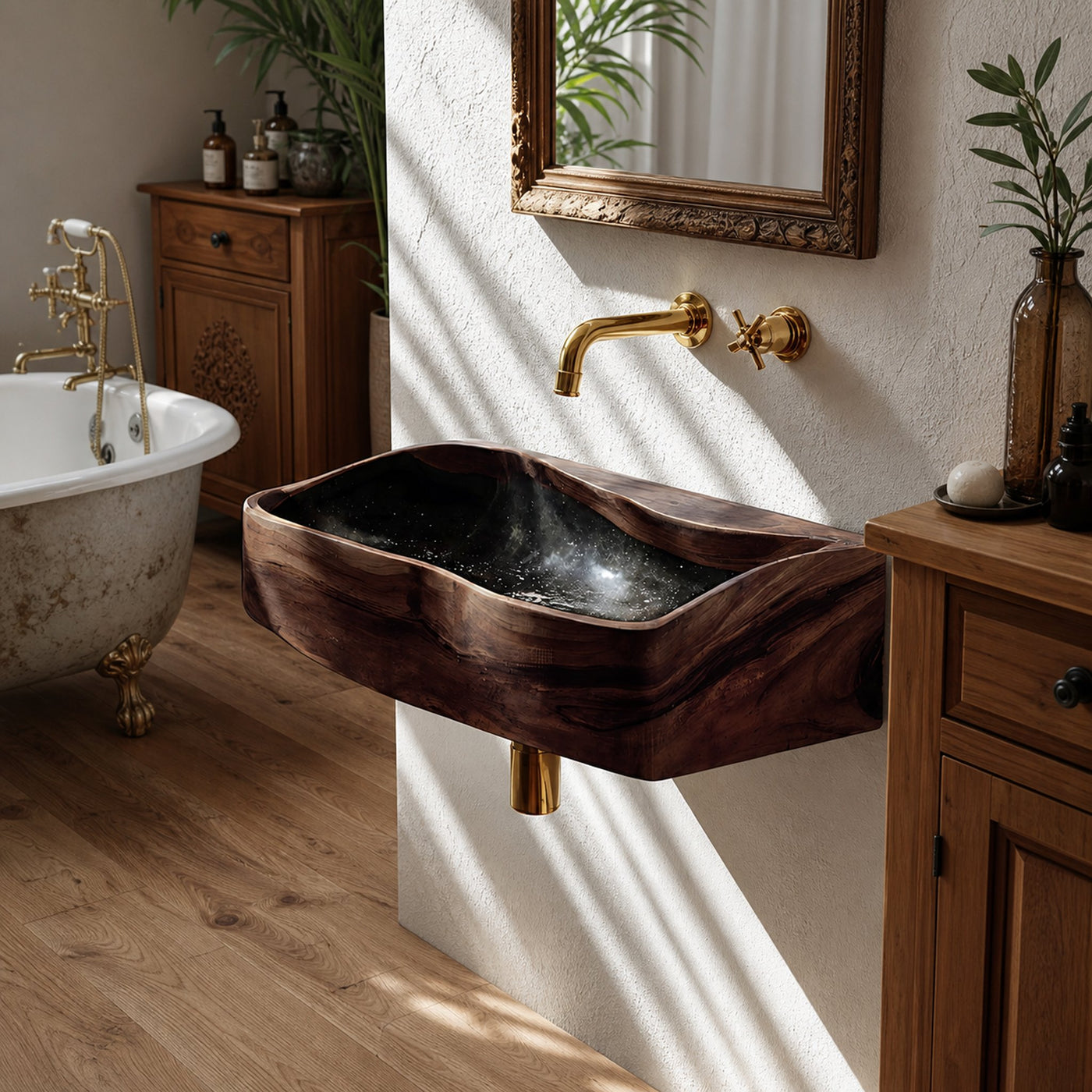 Handcrafted Wooden Vanity Sink For Bathroom Furniture Decor - product view 7
