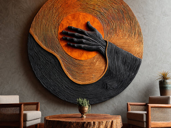 Handcrafted Wooden Wall Art Sculpture For Entryway Wall Decor