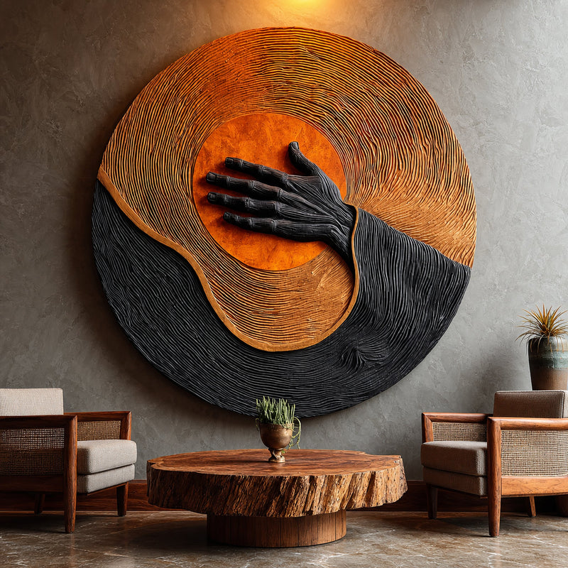Storywood Fern Hand Wall Art with Round Panel
