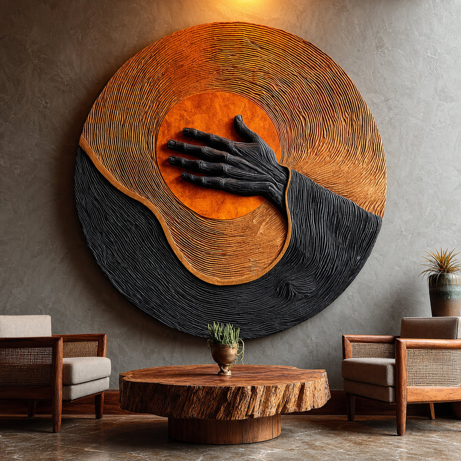 Handcrafted Wooden Wall Art Sculpture For Entryway Wall Decor