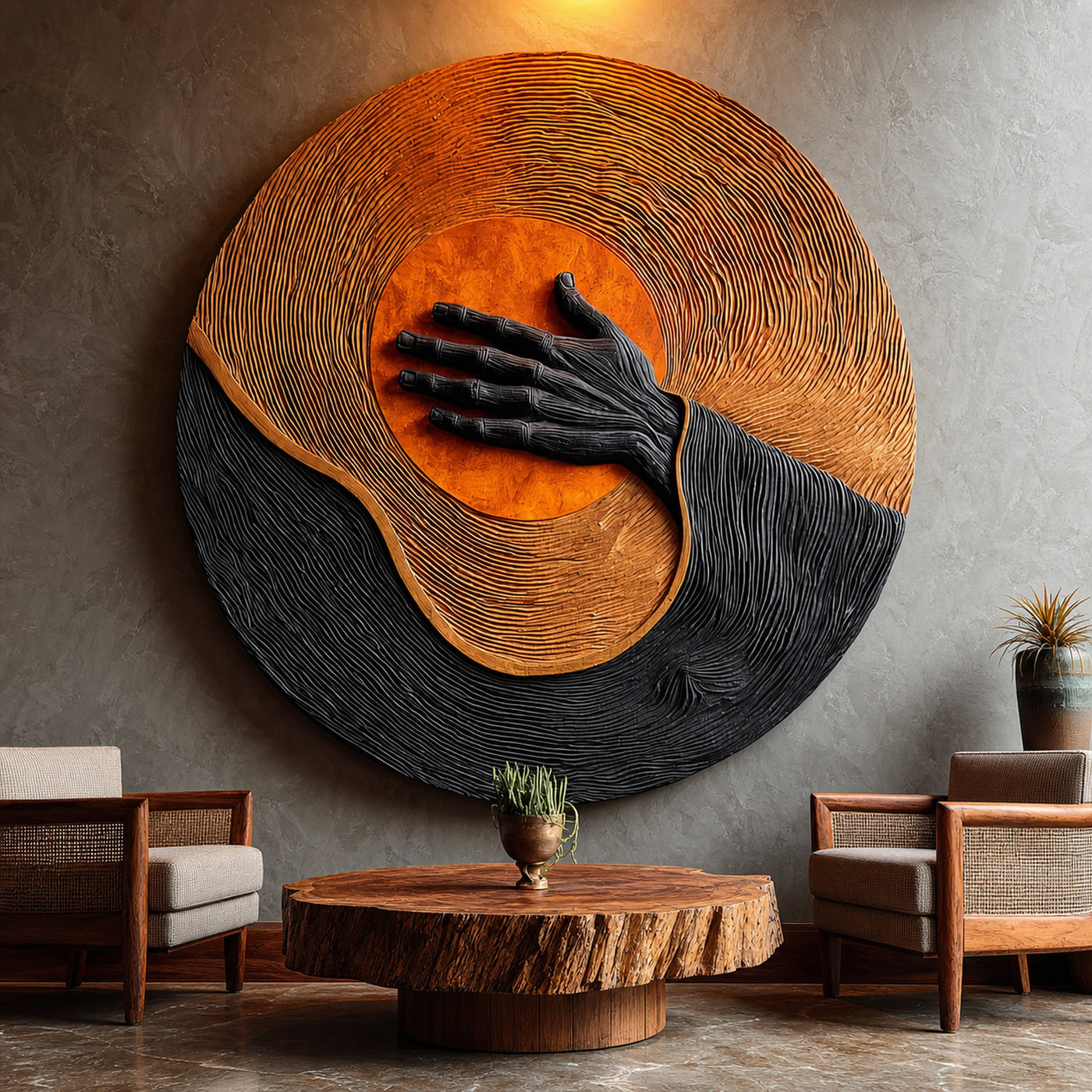 Handcrafted Wooden Wall Art Sculpture For Entryway Wall Decor