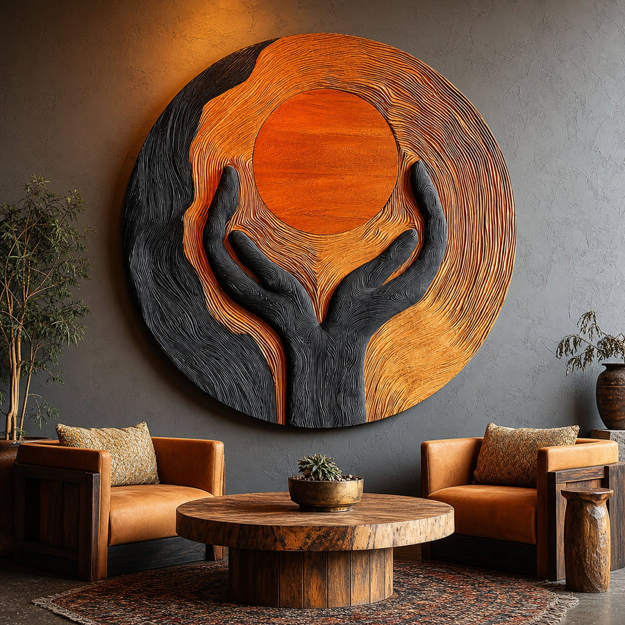 Handcrafted Wooden Wall Art Sculpture For Furniture Decoration