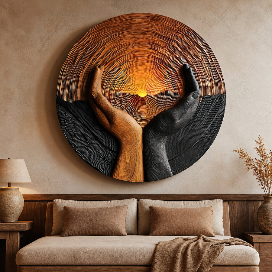 Handcrafted Wooden Wall Art Sculpture For Living Room Furniture